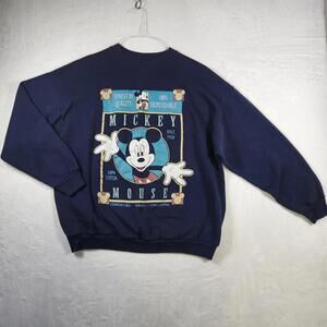 Vtg Mickey Mouse Sweatshirt XL Made USA Disney Jerry Leigh 90s Graphic Navy Crew